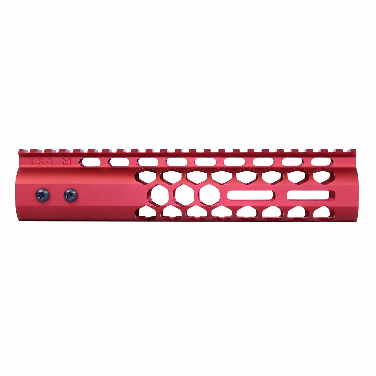 9 inch Air Lite Series Honeycomb handguard in anodized red with monolithic top rail and M-LOK slots