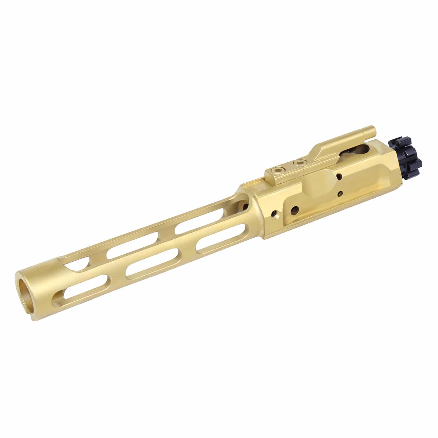 Gold AR .308 Cal Nitride Skeletonized Low Mass Bolt Carrier Group with black gas key