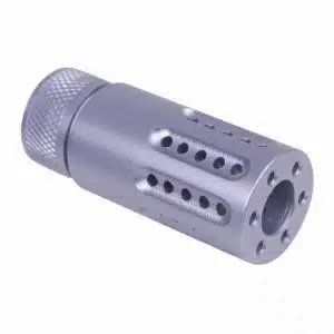 Anodized Grey AR-15 Micro Slip Over Barrel Shroud with Multi Port Muzzle Brake for 9mm