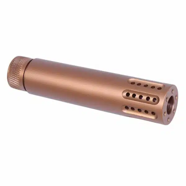 AR-15 Slip Over Fake Suppressor With Ported Gatling Style Brake in Anodized Bronze