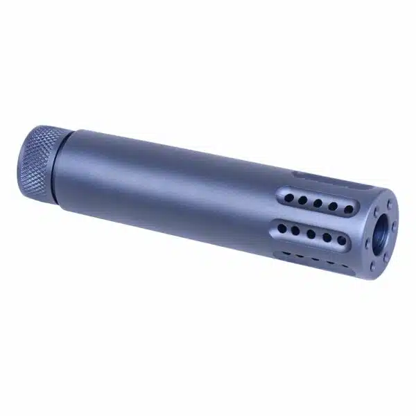 AR-15 Slip Over Fake Suppressor With Ported Gatling Style Brake in Anodized Grey