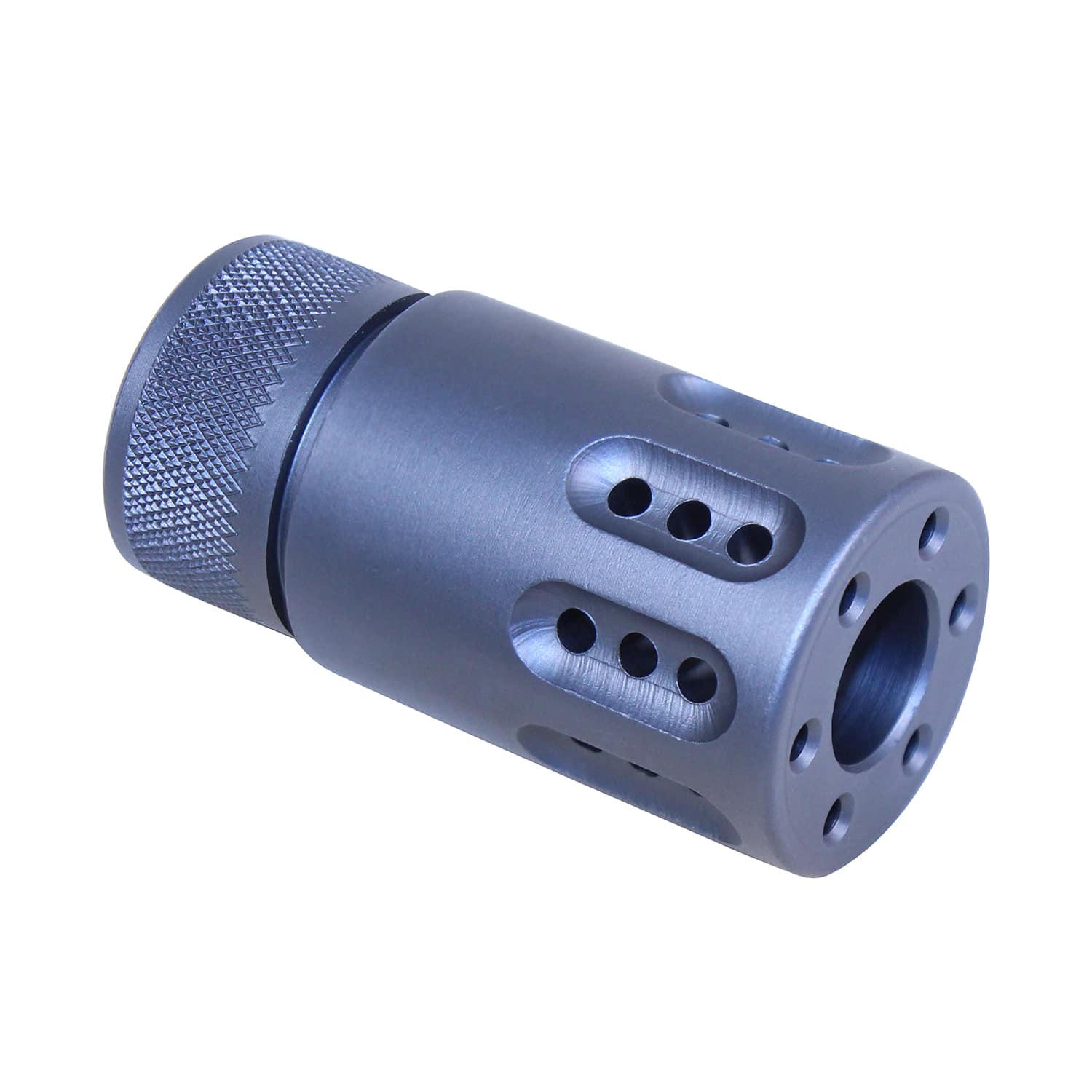 AR-15 Micro Slip Over Barrel Shroud with Ported Gatling Style in Anodized Grey