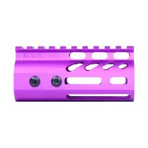 4-inch purple M-LOK handguard with monolithic top rail and cutouts
