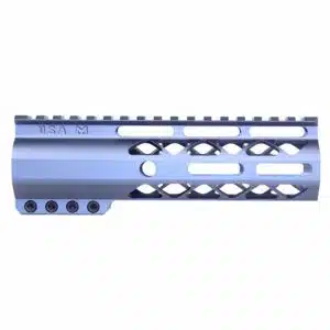 Anodized grey 7 inch AIR-LOK free floating handguard with monolithic top rail and M-LOK slots