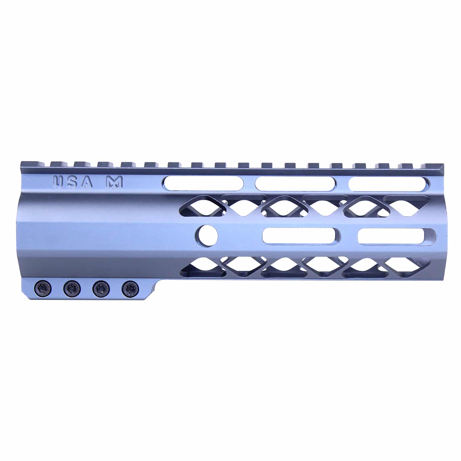Anodized grey 7 inch AIR-LOK free floating handguard with monolithic top rail and M-LOK slots