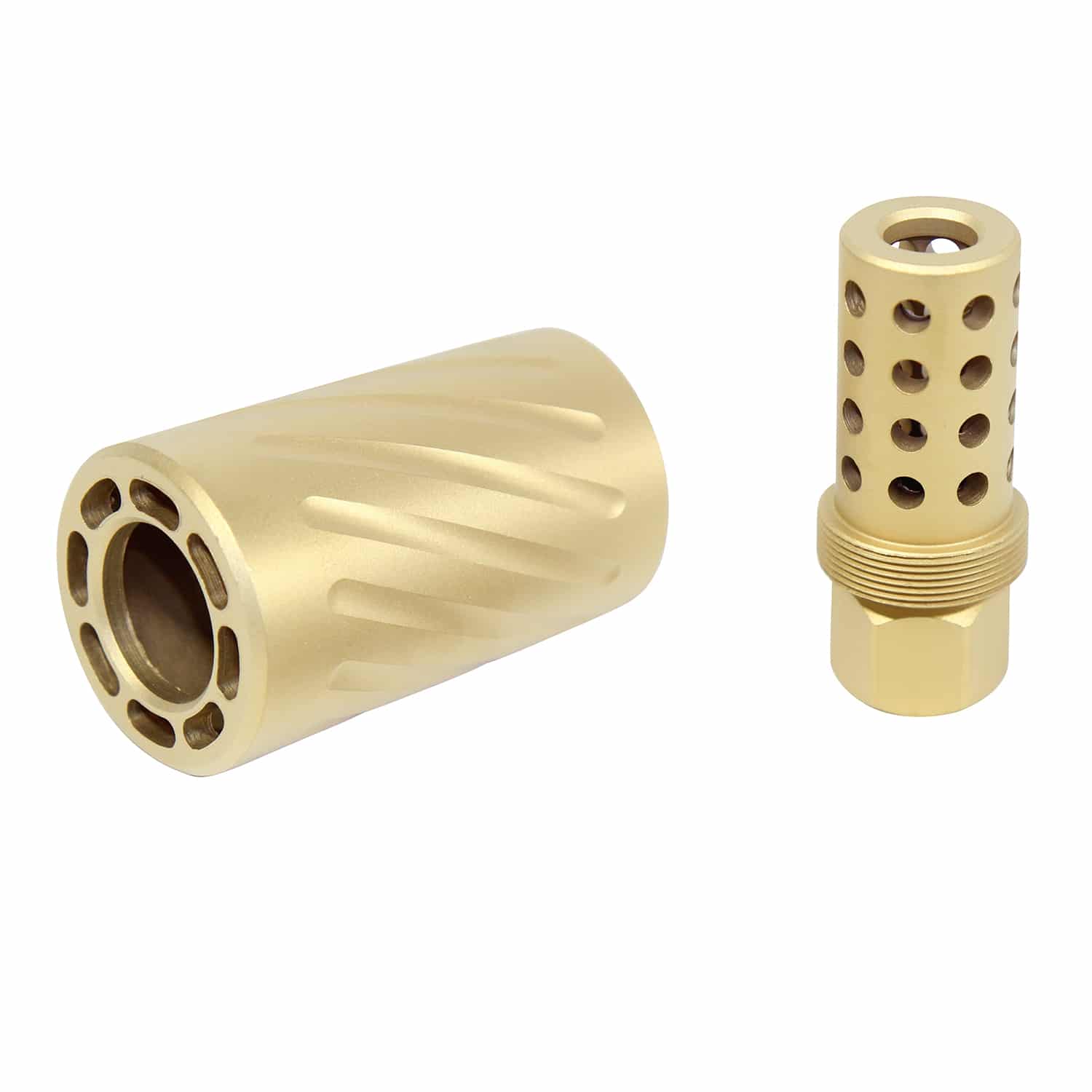 Gold titanium nitride AR-15 muzzle brake and QD blast shield