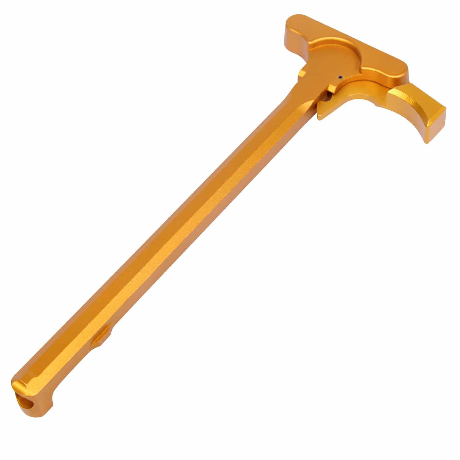 AR-15 charging handle with Gen 5 latch in anodized orange finish