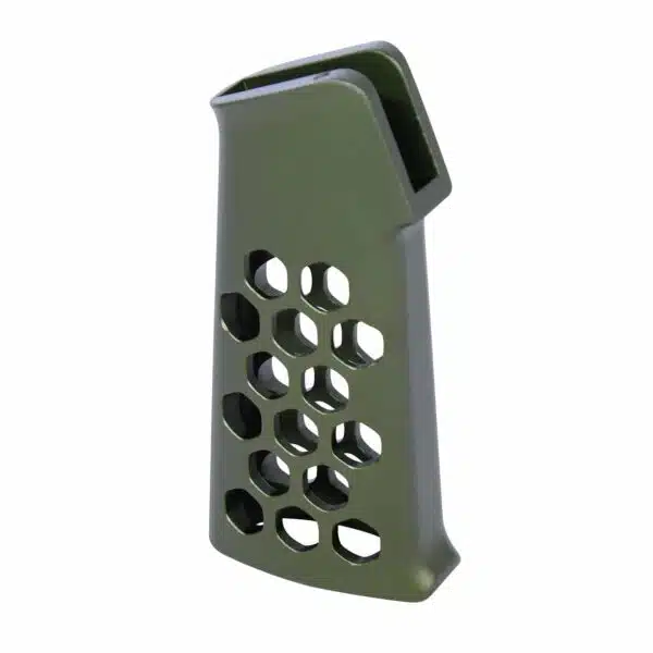 AR-15 Airlite Series Skeletonized Aluminum Pistol Grip – Lightweight Design in Anodized Green - Image 2