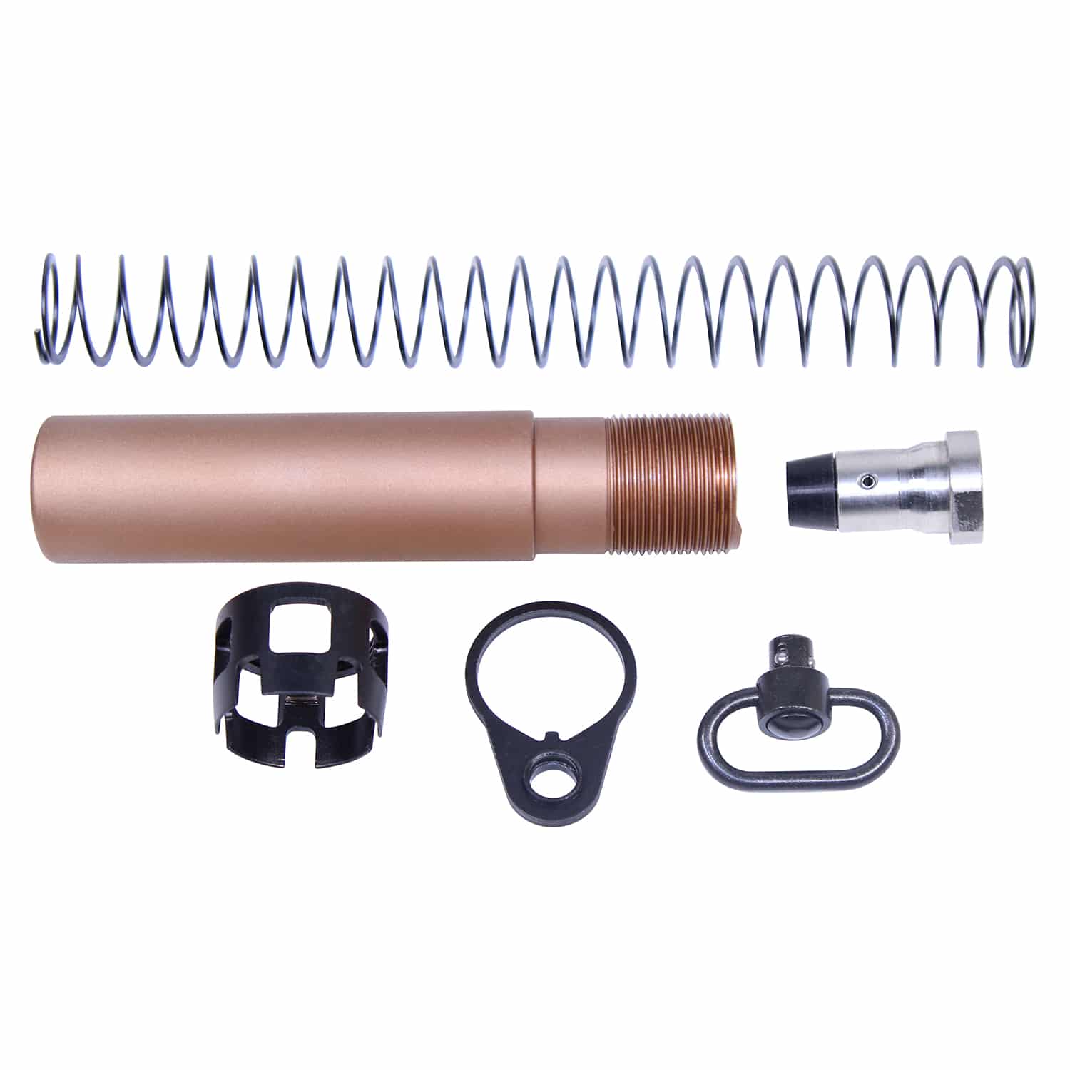 AR-15 Micro AR Pistol System kit with anodized bronze tube, recoil spring, and hardware