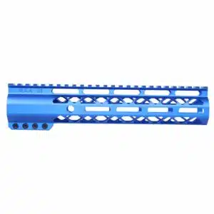 Anodized Blue 10 inch AIR-LOK handguard with monolithic top rail and M-LOK slots
