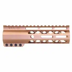 Anodized Bronze 7-inch AIR-LOK M-LOK handguard with monolithic top rail and skeletonized cuts