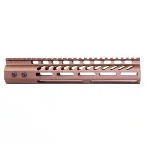 Anodized Bronze 10-inch M-LOK free floating handguard with monolithic top rail and USA M stamp