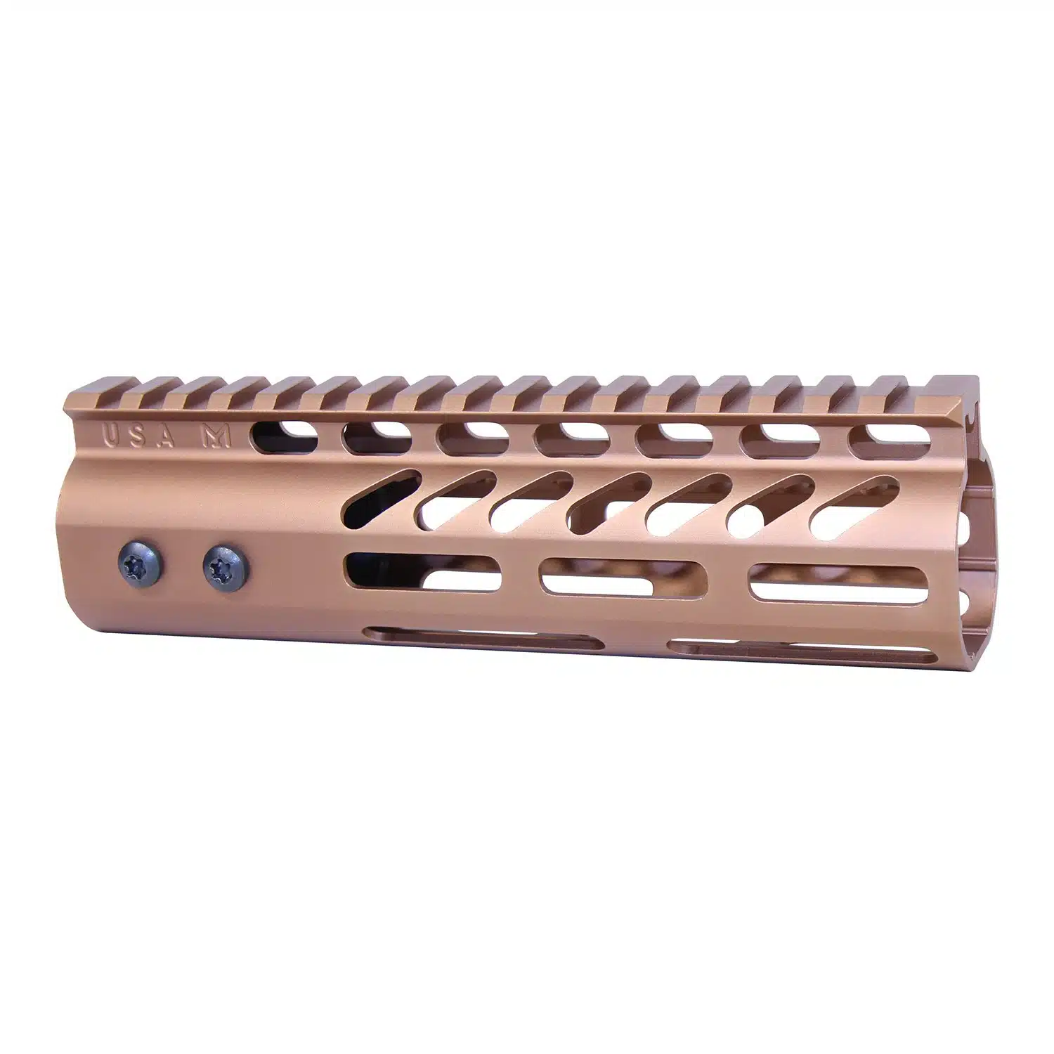 Anodized Bronze 7 inch M-LOK free floating handguard with monolithic top rail