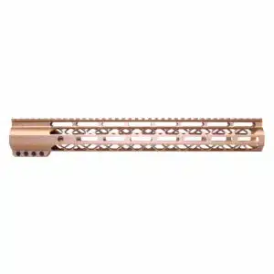 Anodized bronze 15-inch Air-LOK M-LOK handguard with monolithic top rail and skeletonized body.