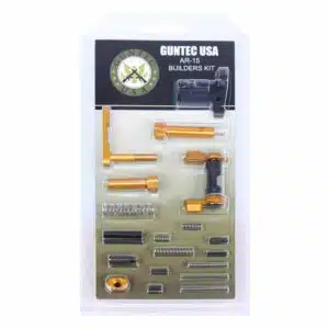AR-15 Builders Kit with Anodized Orange finish components in retail packaging