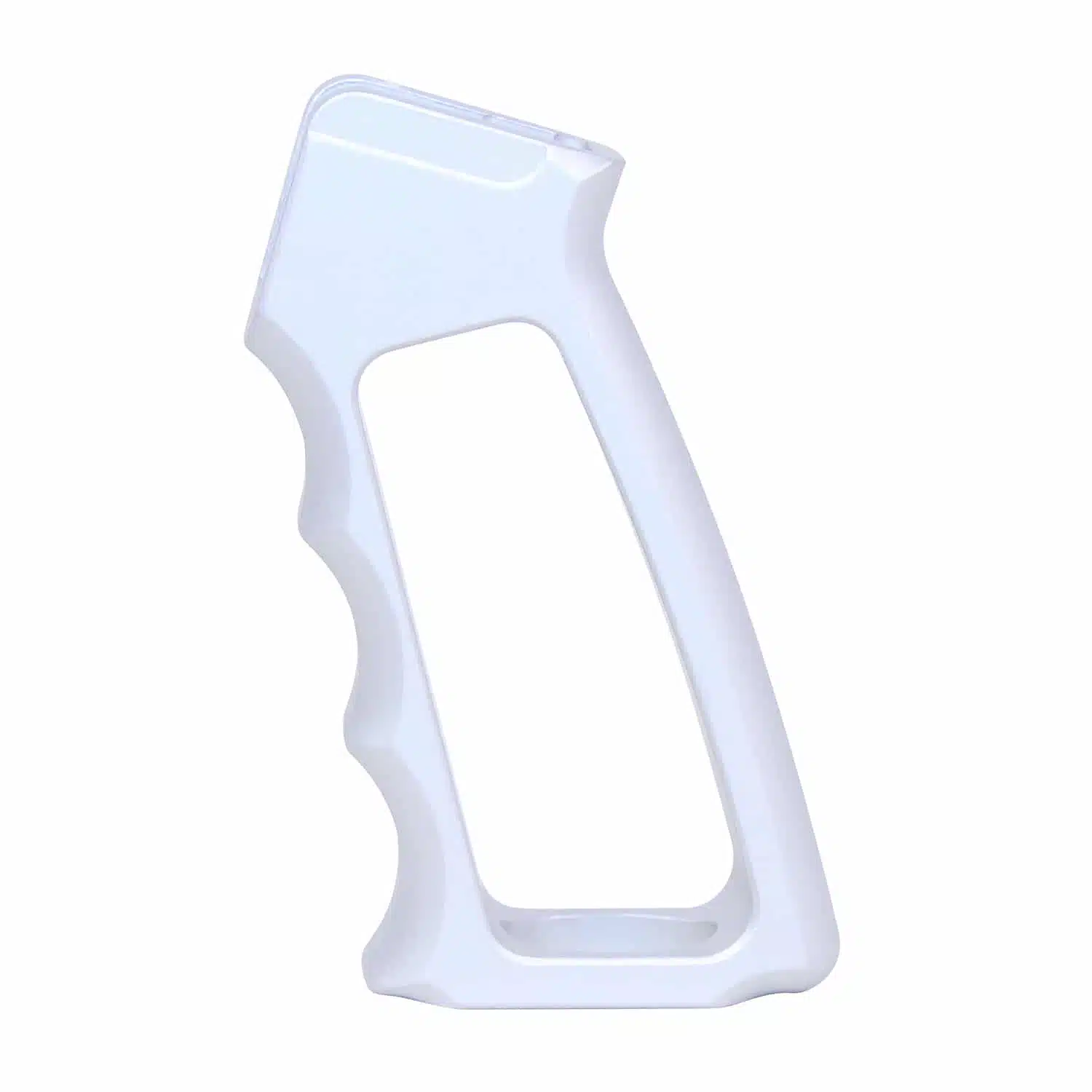 Anodized clear skeletonized aluminum pistol grip with finger grooves