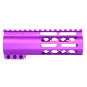 6 inch purple anodized M-LOK compression free floating handguard with monolithic top rail