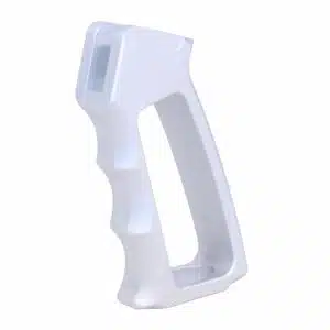 Anodized clear skeletonized aluminum pistol grip with finger grooves