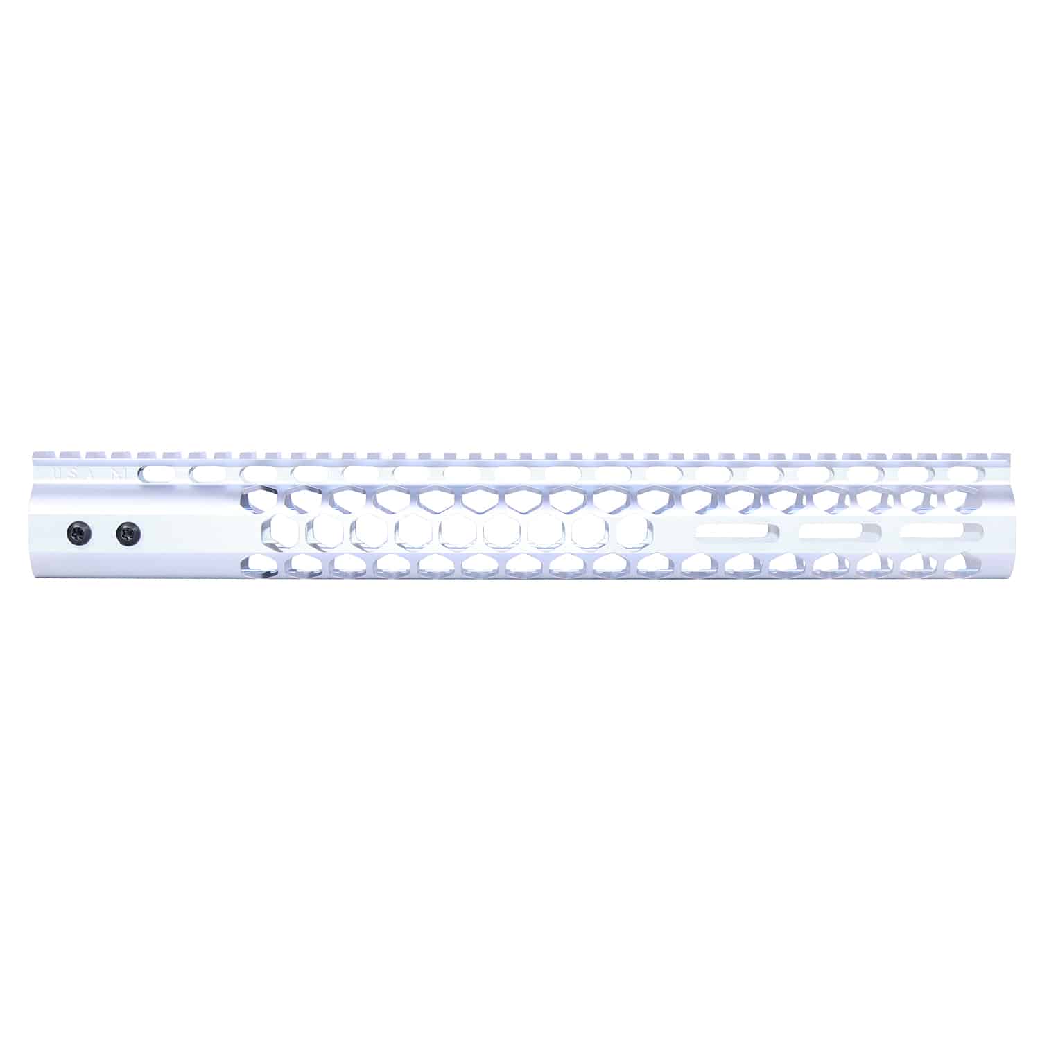 15 inch Air Lite Series Honeycomb M-LOK handguard with monolithic top rail in anodized clear finish.