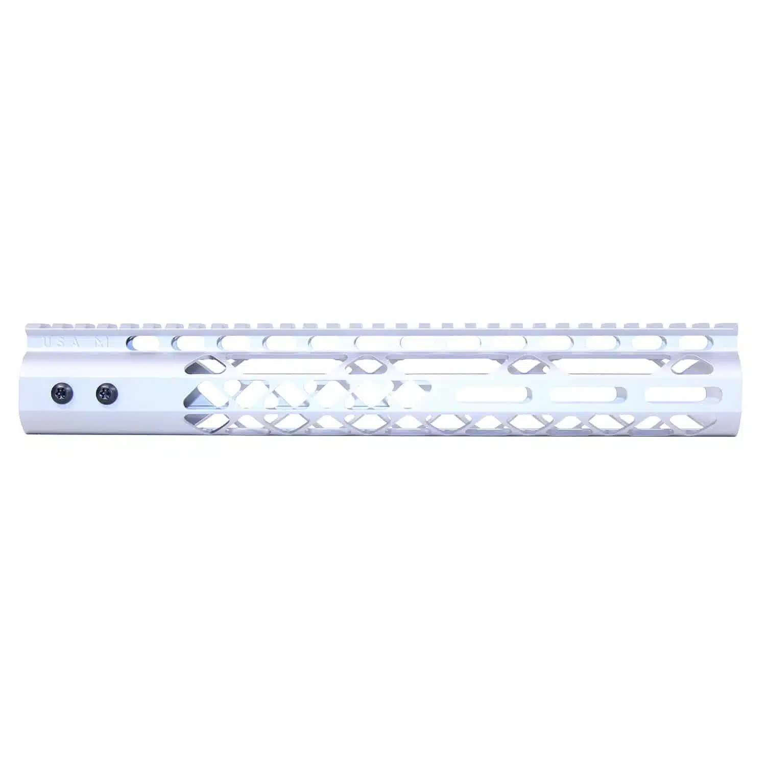 12 inch Air Lite M-LOK free floating handguard with monolithic top rail in anodized clear finish.