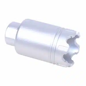 AR-15 Micro Trident flash can with glass breaker in anodized clear finish, 5.56/.223 Cal