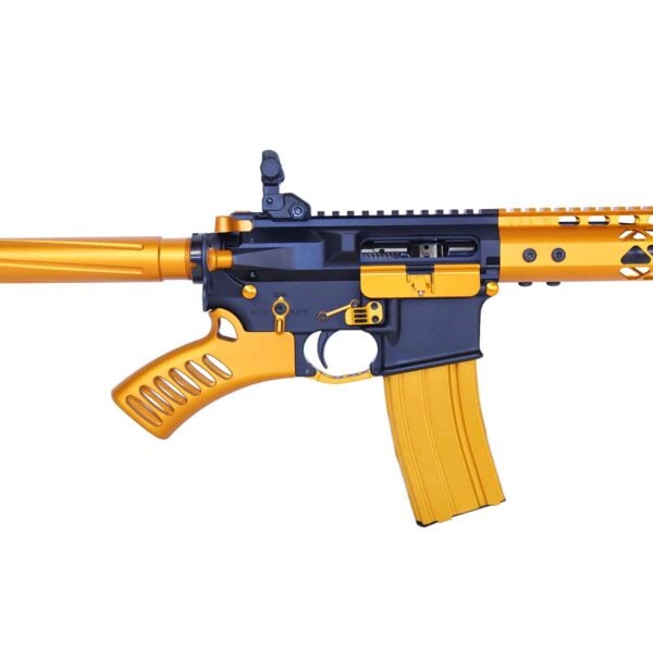 AR-15 Skeletonized Aluminum Featureless Grip in Anodized Orange (NY/CA Compliant) - Image 3