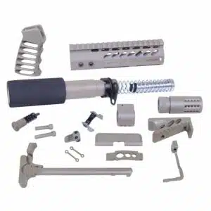 AR-15 Ultimate Pistol Kit in Flat Dark Earth finish with components including handguard, grip, and buffer tube.