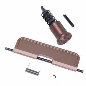 AR-15 upper completion kit with Gen 3 dust cover in anodized bronze finish, including forward assist and spring components.