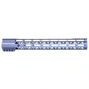 Anodized grey 15-inch AIR-LOK M-LOK handguard with monolithic top rail and skeletonized cutouts
