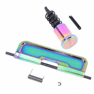 Gloss Rainbow PVD Coated Gen 3 Aluminum Dust Cover kit with forward assist, spring, and pin