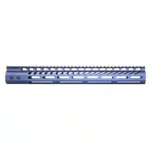 Anodized grey 15-inch M-LOK handguard with monolithic top rail and T6 aluminum body