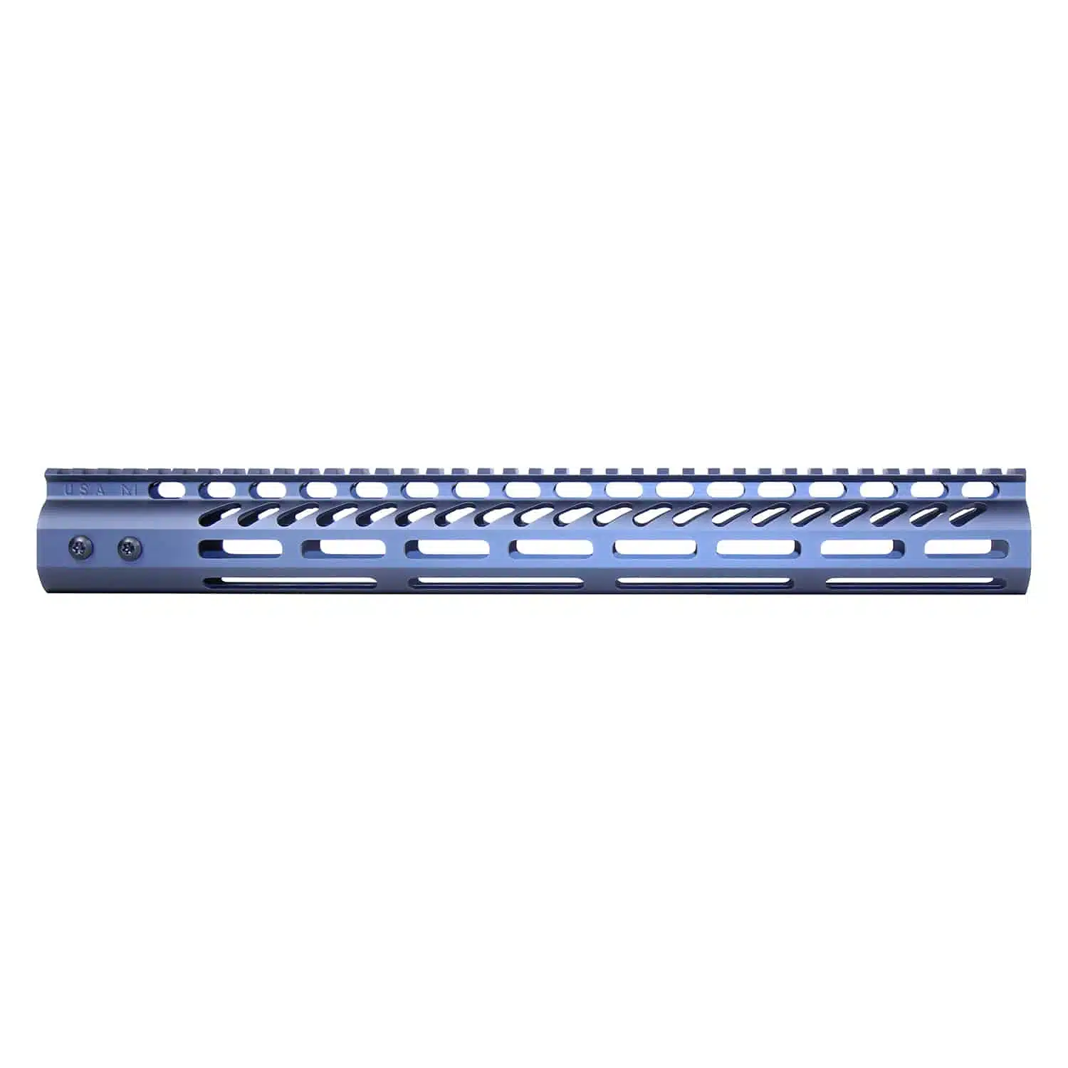 Anodized grey 15-inch M-LOK handguard with monolithic top rail and T6 aluminum body