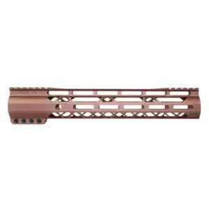 12 inch Anodized Bronze AIR-LOK M-LOK handguard with monolithic top rail and skeletonized cuts