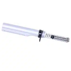 Unfinished T6 aluminum Mil-Spec buffer tube with castle nut, CAR buffer, and chrome silicon spring