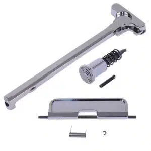 Black Chrome AR-15 Upper Receiver Assembly Kit with 5.56 Charging Handle and Forward Assist