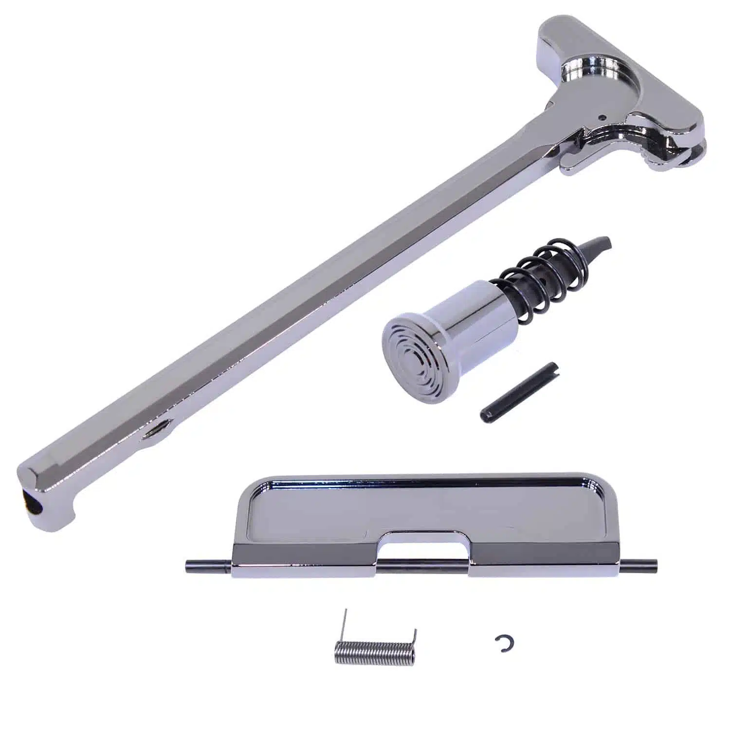 Black Chrome AR-15 Upper Receiver Assembly Kit with 5.56 Charging Handle and Forward Assist