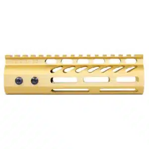 Anodized Gold 6.75 inch M-LOK handguard with monolithic top rail and cutouts