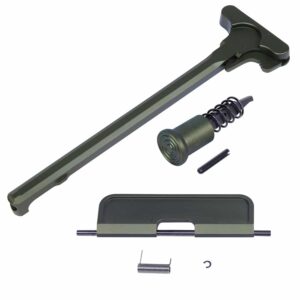 AR-15 upper assembly kit with parts in anodized green finish.