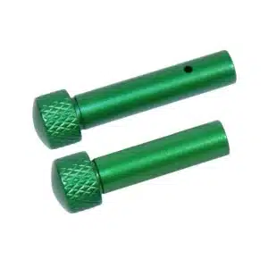 Anodized emerald green AR-15 takedown pins with diamond knurling for enhanced grip.