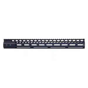 16.5 inch M-LOK free floating handguard with monolithic top rail in anodized black finish