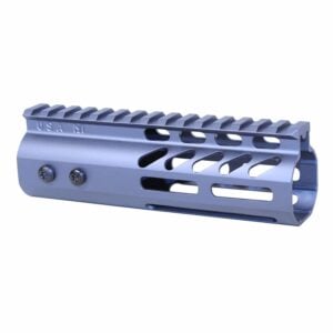 Anodized grey 6-inch M-LOK handguard with monolithic top rail and USA M stamp