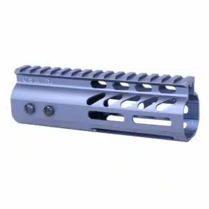 Anodized grey 6-inch M-LOK handguard with monolithic top rail and USA M stamp