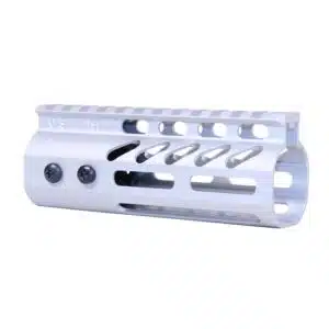 Anodized Clear 5-inch M-LOK free floating handguard with monolithic top rail and visible mounting screws