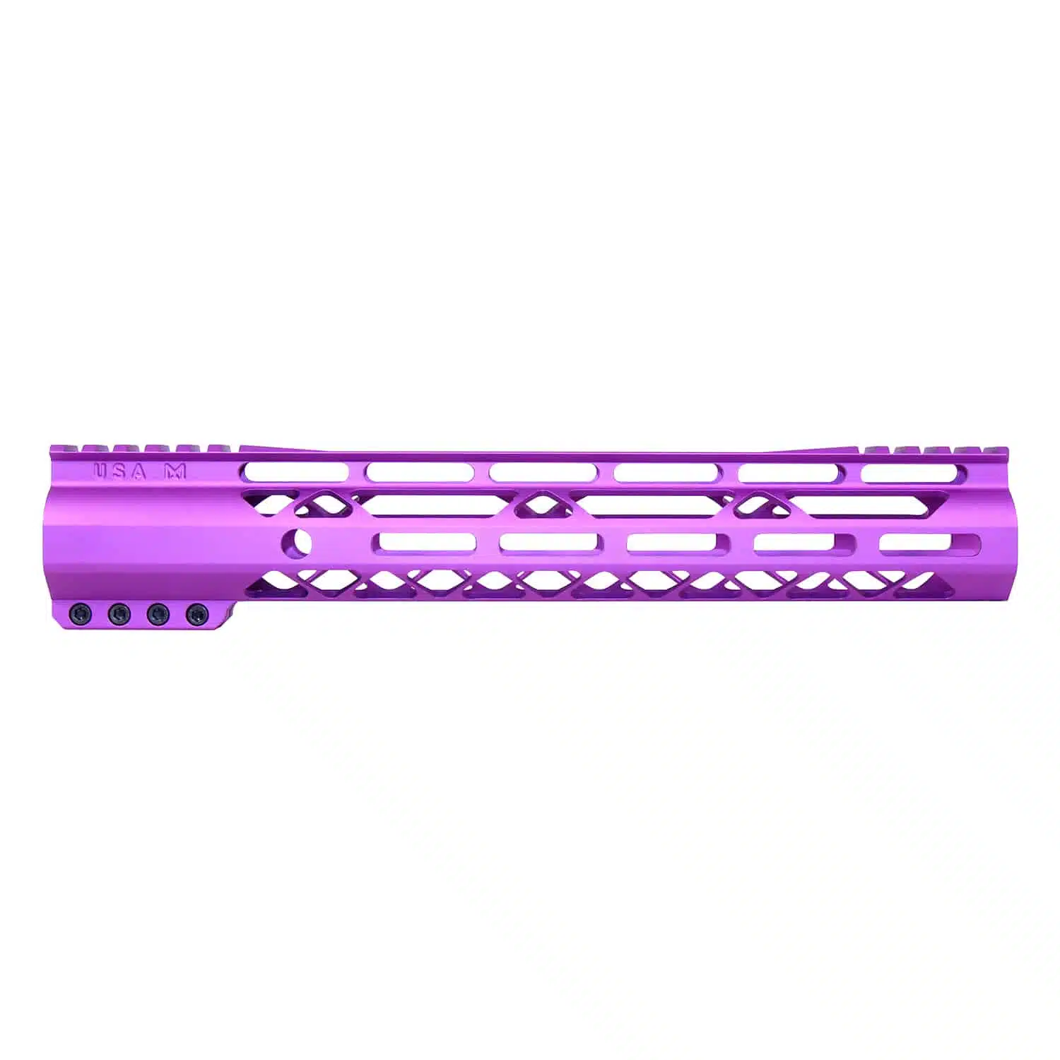 12-inch AIR-LOK handguard in anodized purple with monolithic top rail and M-LOK slots