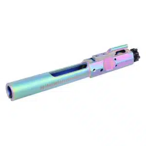 AR .308 Cal Bolt Carrier Group with matte Rainbow PVD Coated finish