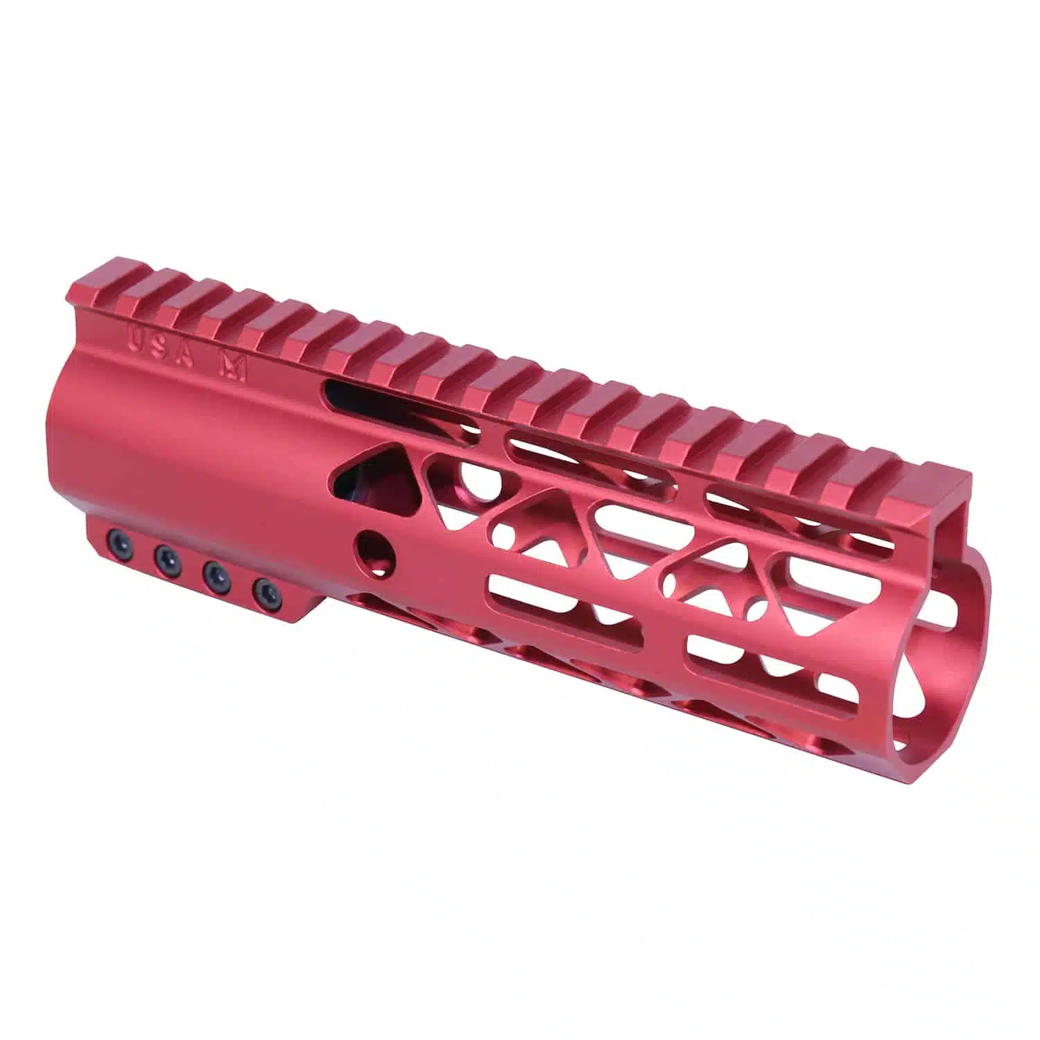 7 inch Anodized Red AIR-LOK M-LOK handguard with monolithic top rail and skeletonized body