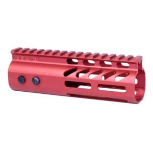 Anodized Red 6-inch M-LOK handguard with monolithic top rail and cutouts
