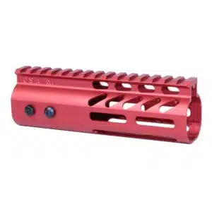 Anodized Red 6-inch M-LOK handguard with monolithic top rail and cutouts