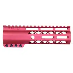 7 inch AIR-LOK handguard with red anodized finish, M-LOK slots, and monolithic top rail