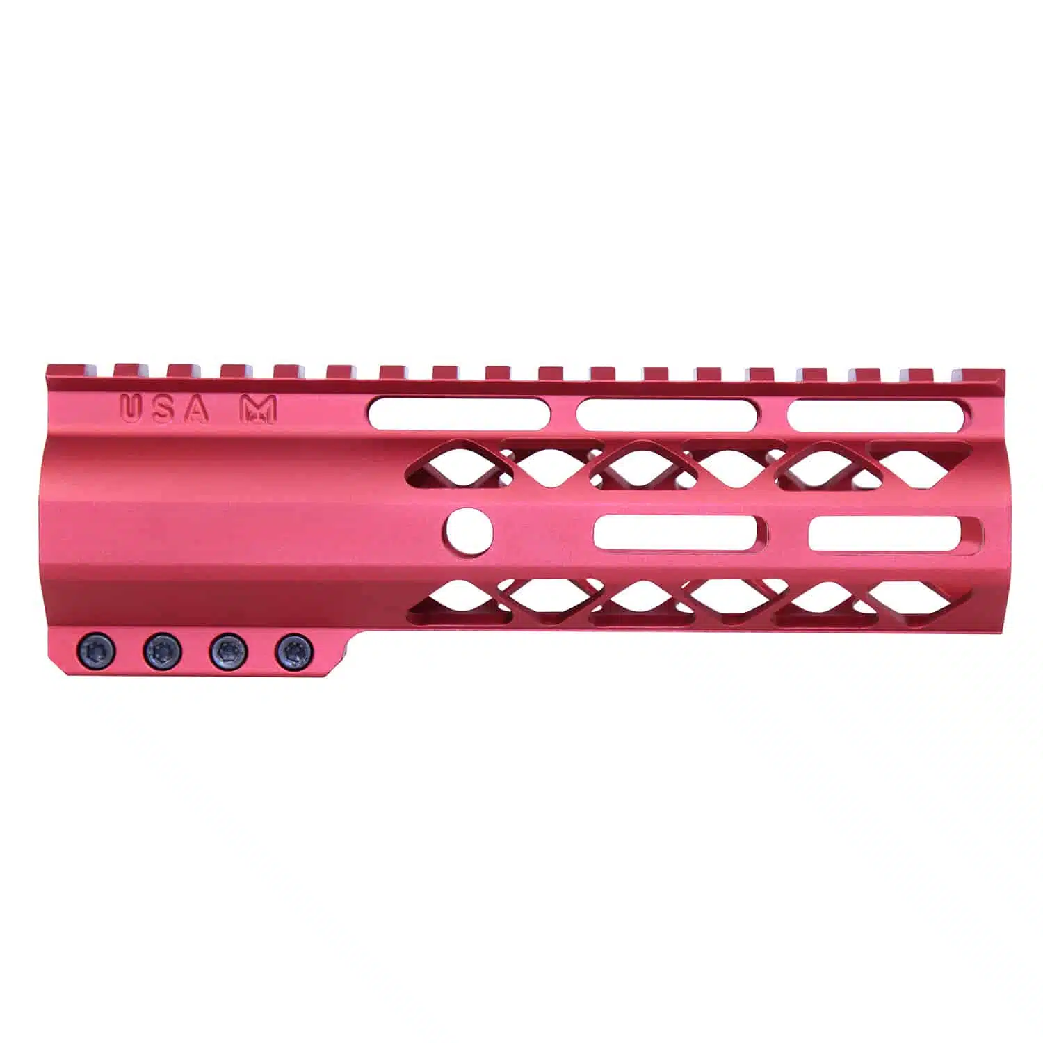 7 inch AIR-LOK handguard with red anodized finish, M-LOK slots, and monolithic top rail